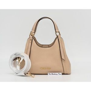 MICHAEL KORS ARLO Small Pebbled Leather Crossbody Powder Buff Beige NWT $448